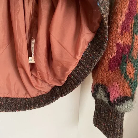 Susan Bristol Sweater VTG Hand Knit Button Cardigan Size M Burnt Orange Brown - Picture 10 of 16